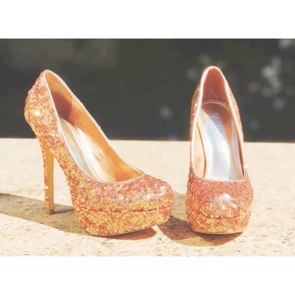 Bakers Rose Gold Sequin Platform Heels